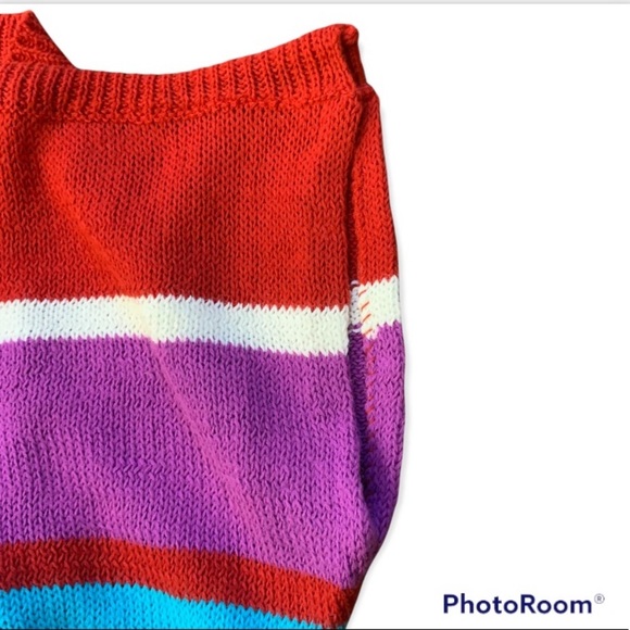 Vintage 80s Striped Sleeveless Knit Sweater by GOTHAM. Size Large - Picture 5 of 15